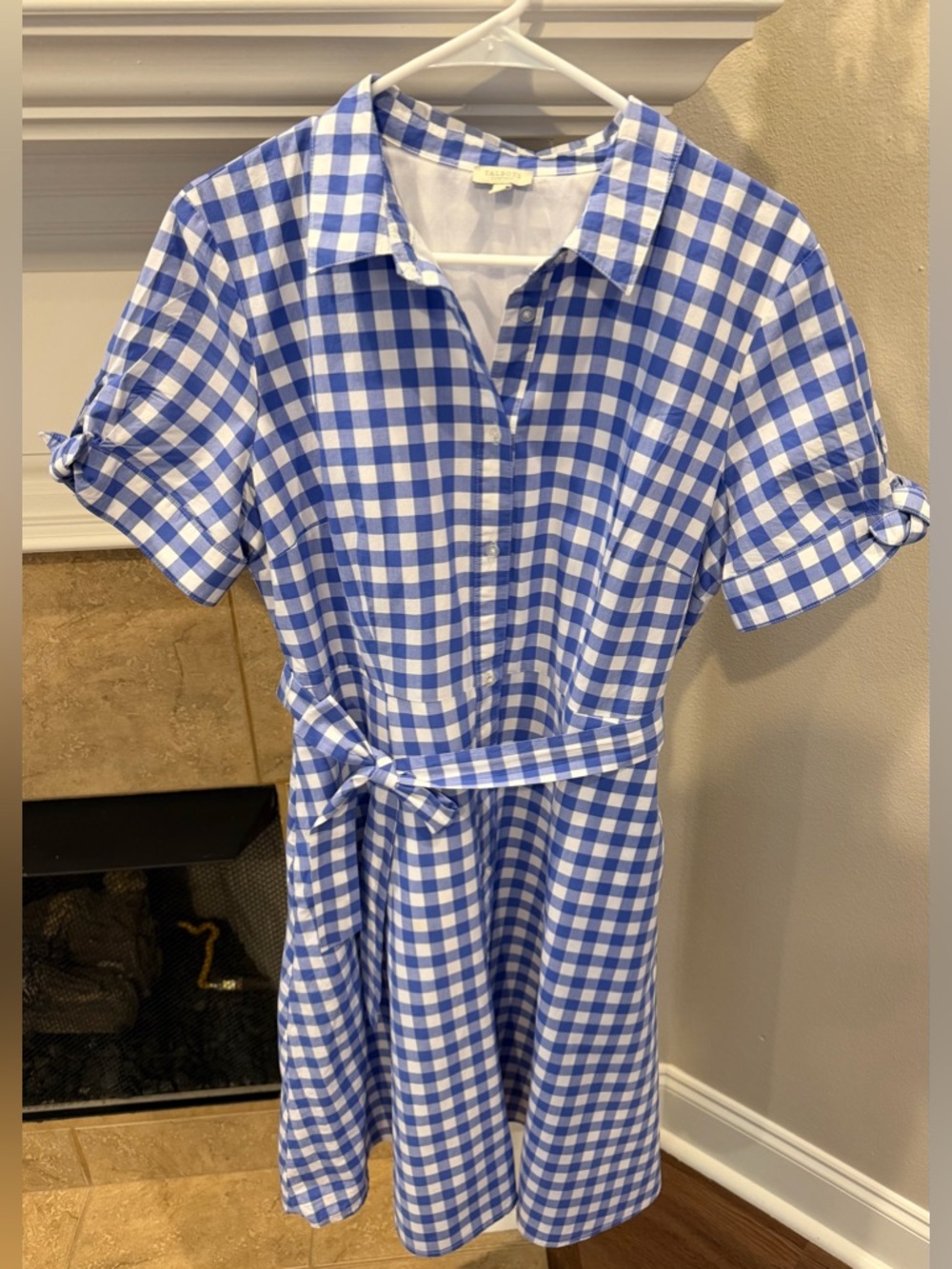 Talbots Blue and White Gingham Midi Shirt Dress, please see measurements